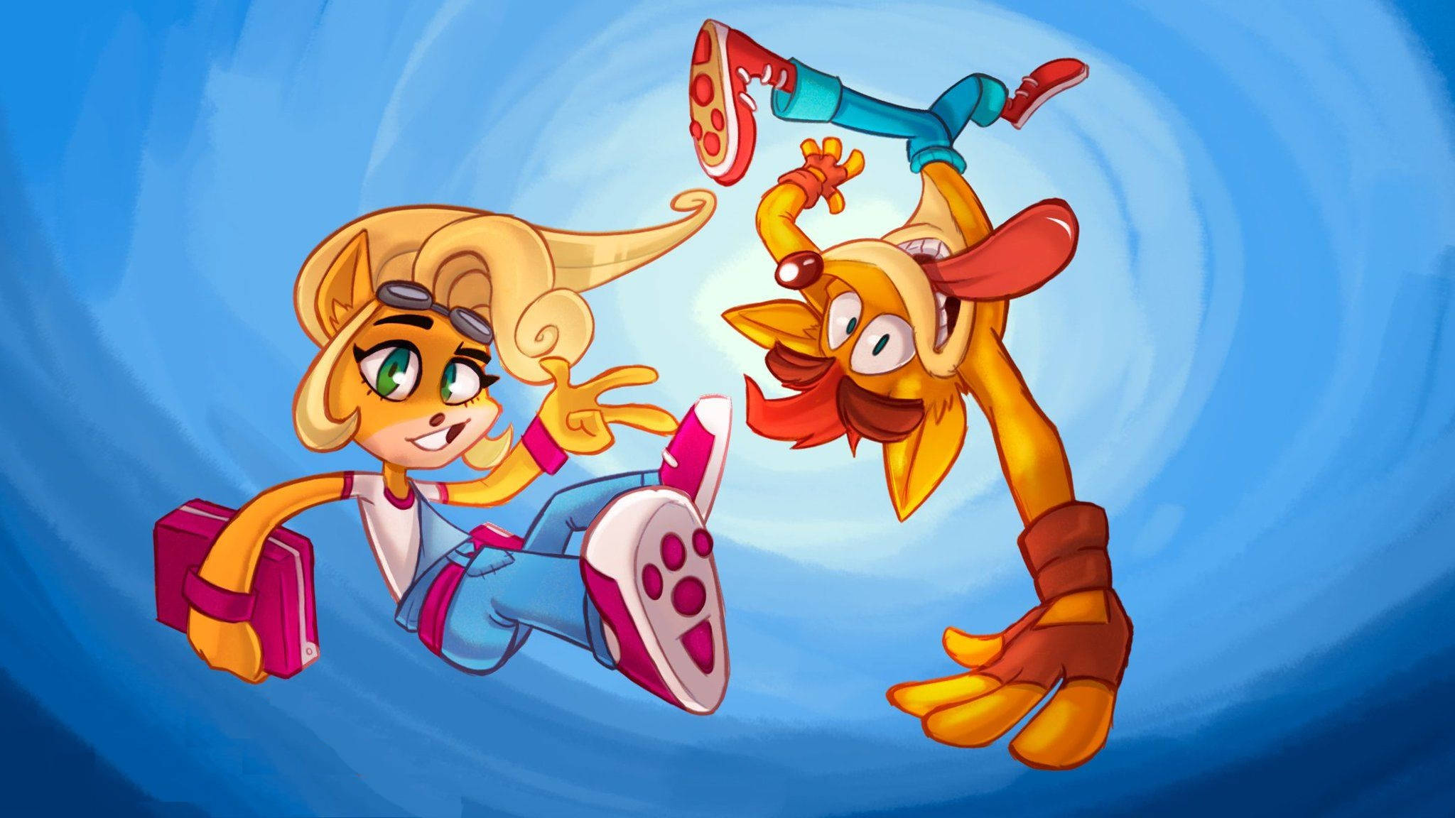 Crash Bandicoot, cartoon, blue vortex, Full HD Desktop Wallpaper