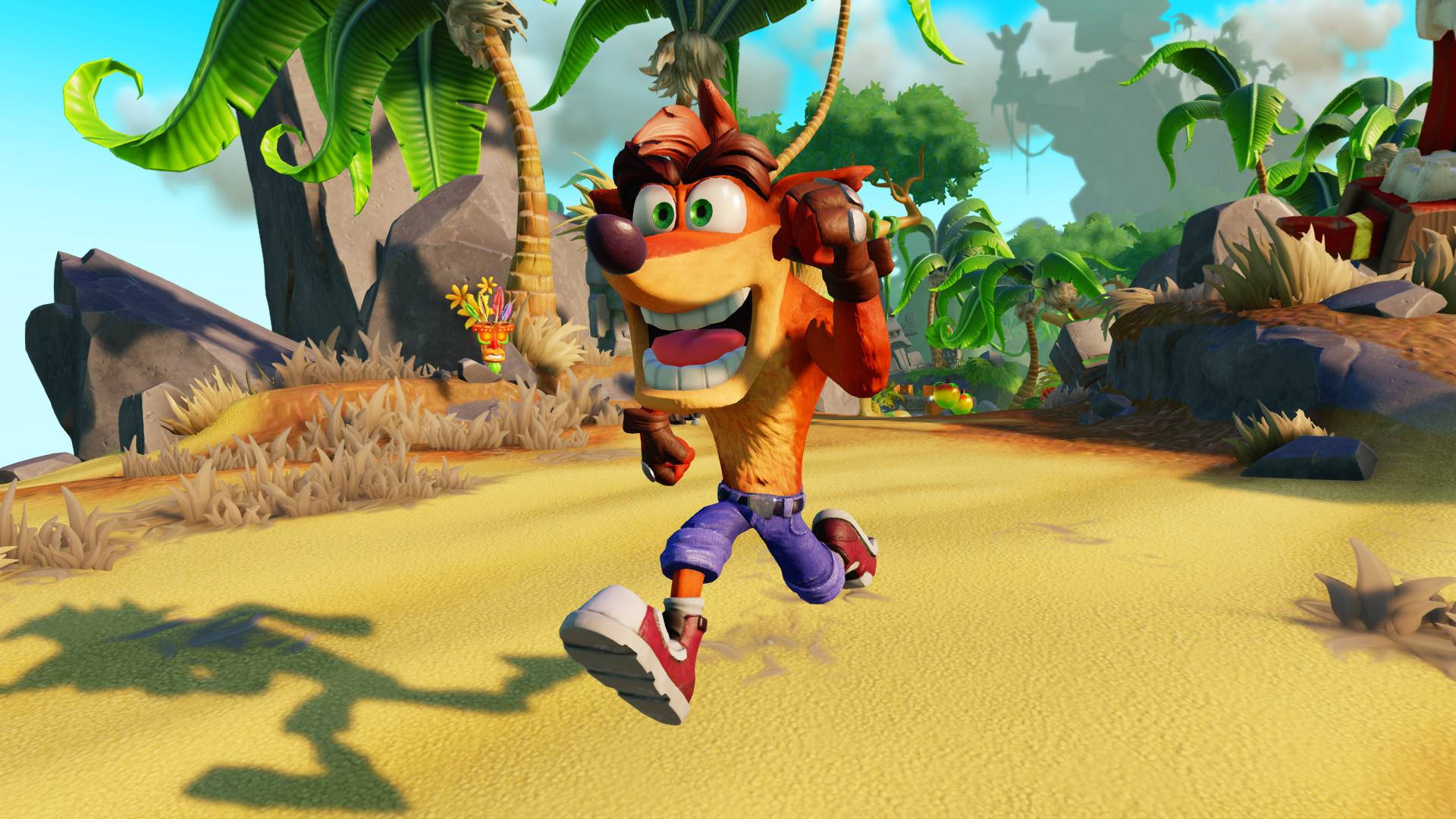 Crash Bandicoot, jungle, palm trees, Full HD Desktop Wallpaper