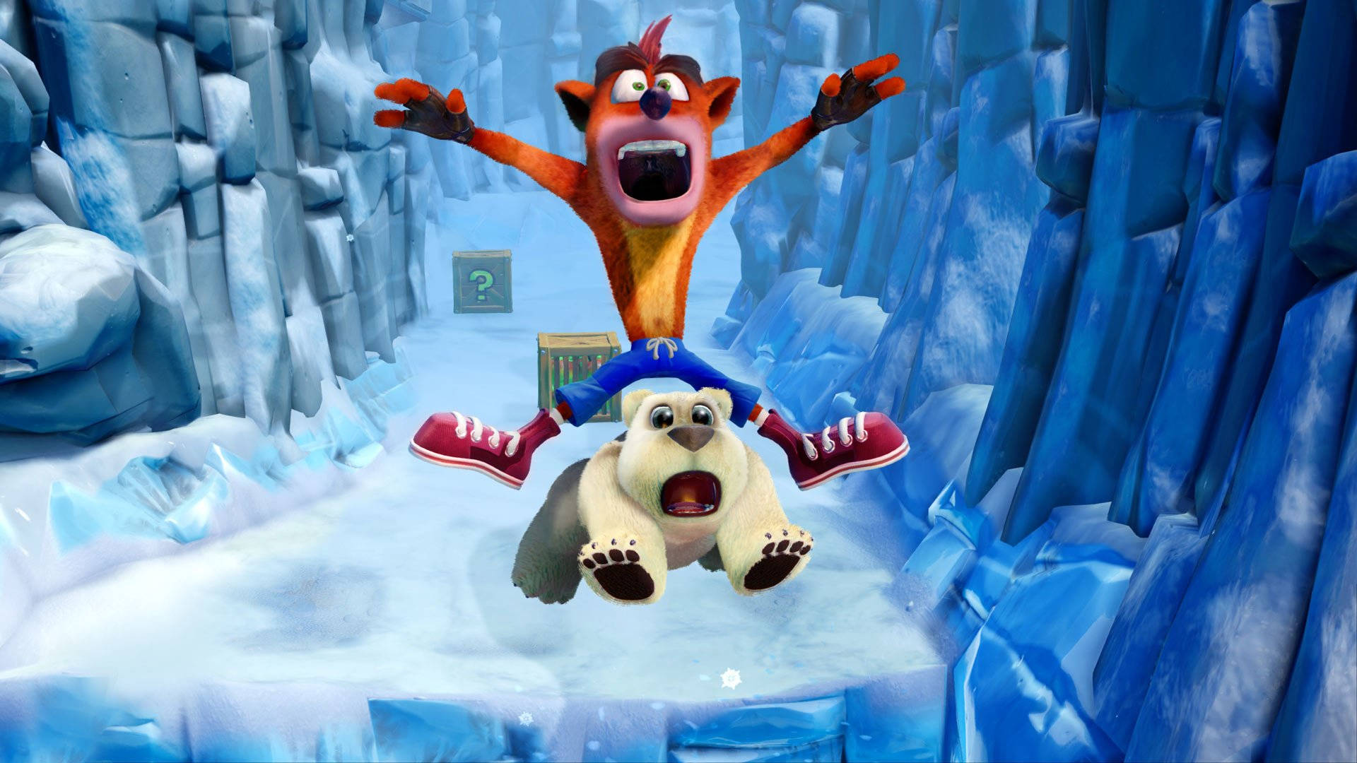 Crash Bandicoot, polar bear, frozen canyon, Full HD Desktop Wallpaper