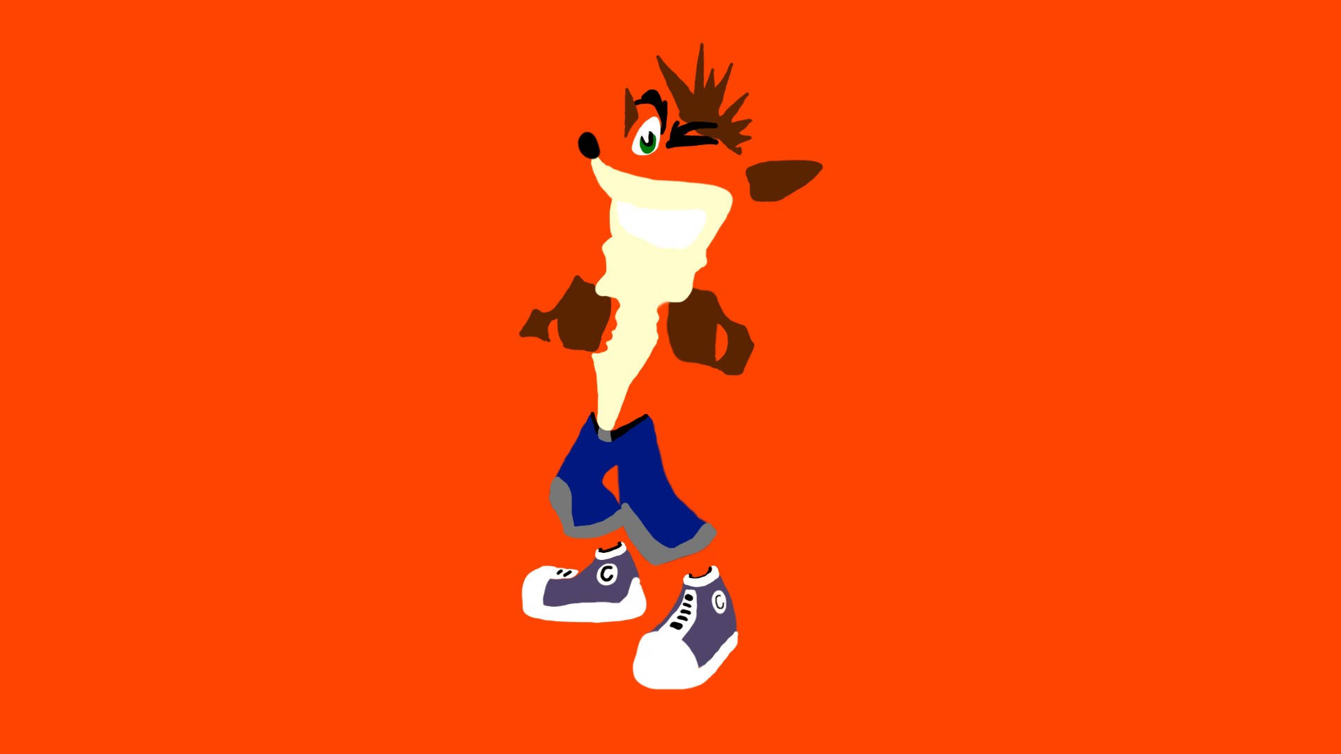 Crash Bandicoot, spiky brown hair, blue jeans, Full HD Desktop Wallpaper