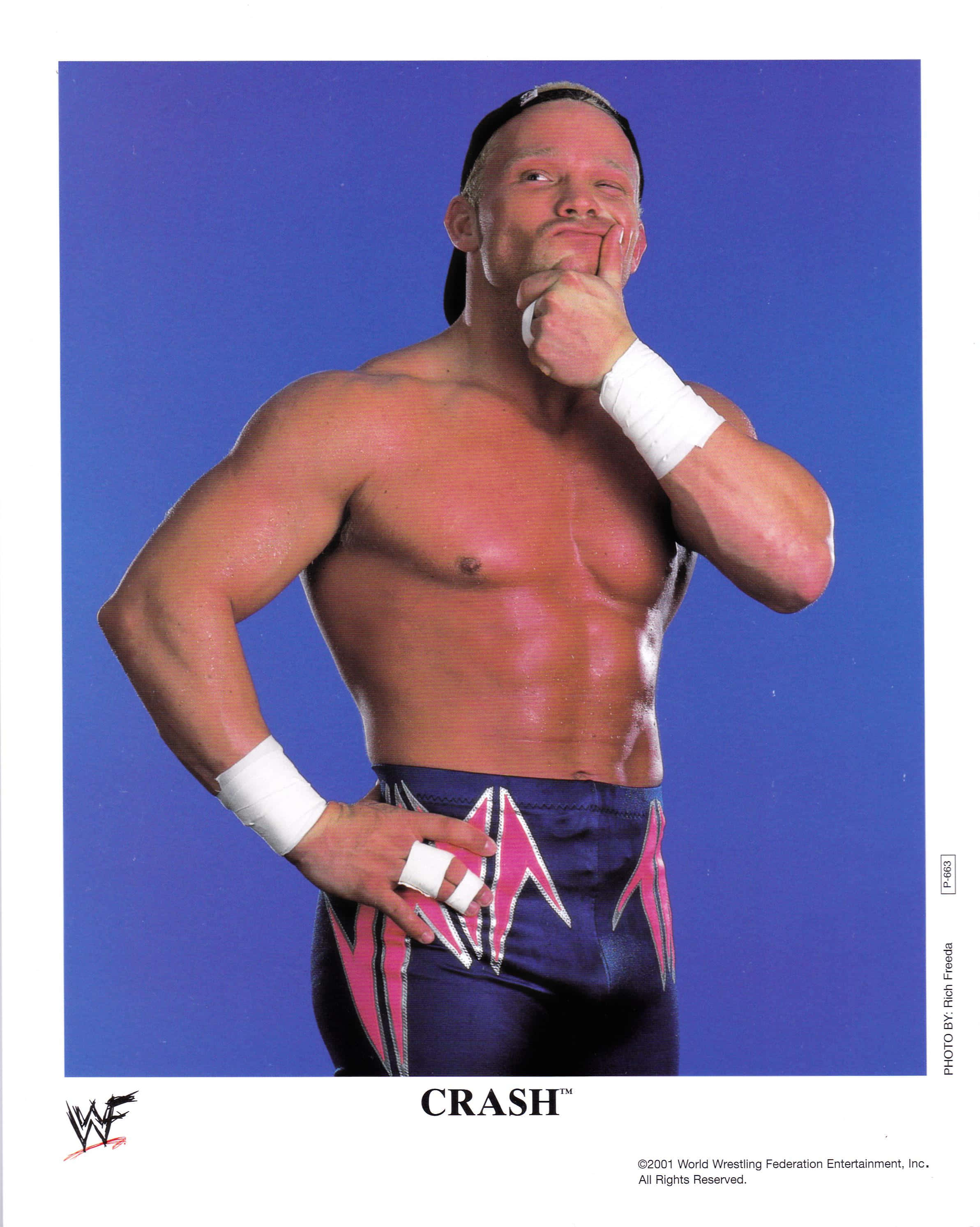 Crash Holly, blue and pink trunks, white wristbands, 2K Phone Wallpaper