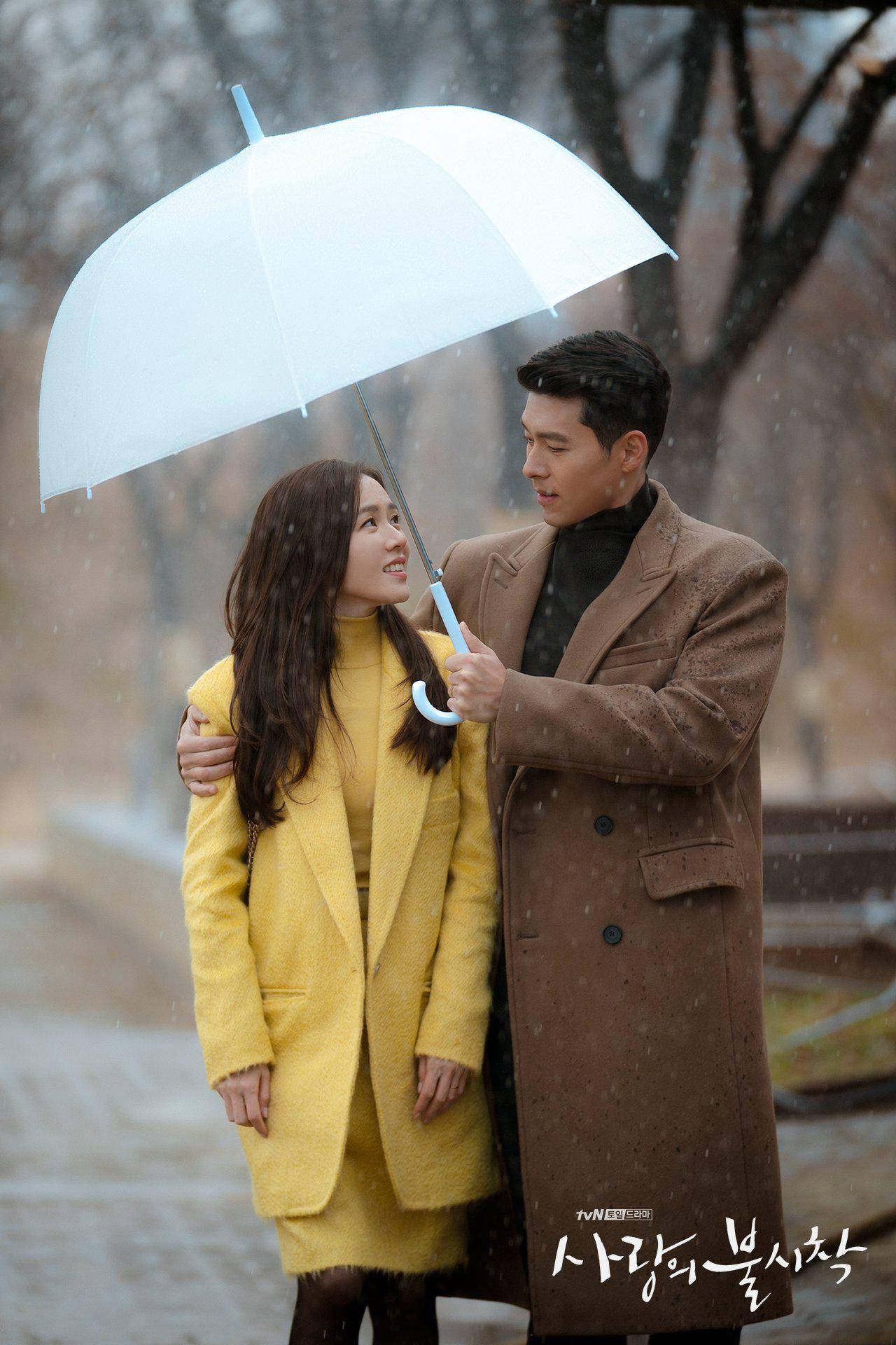 rain couple, white umbrella, falling snow, Full HD Phone Wallpaper