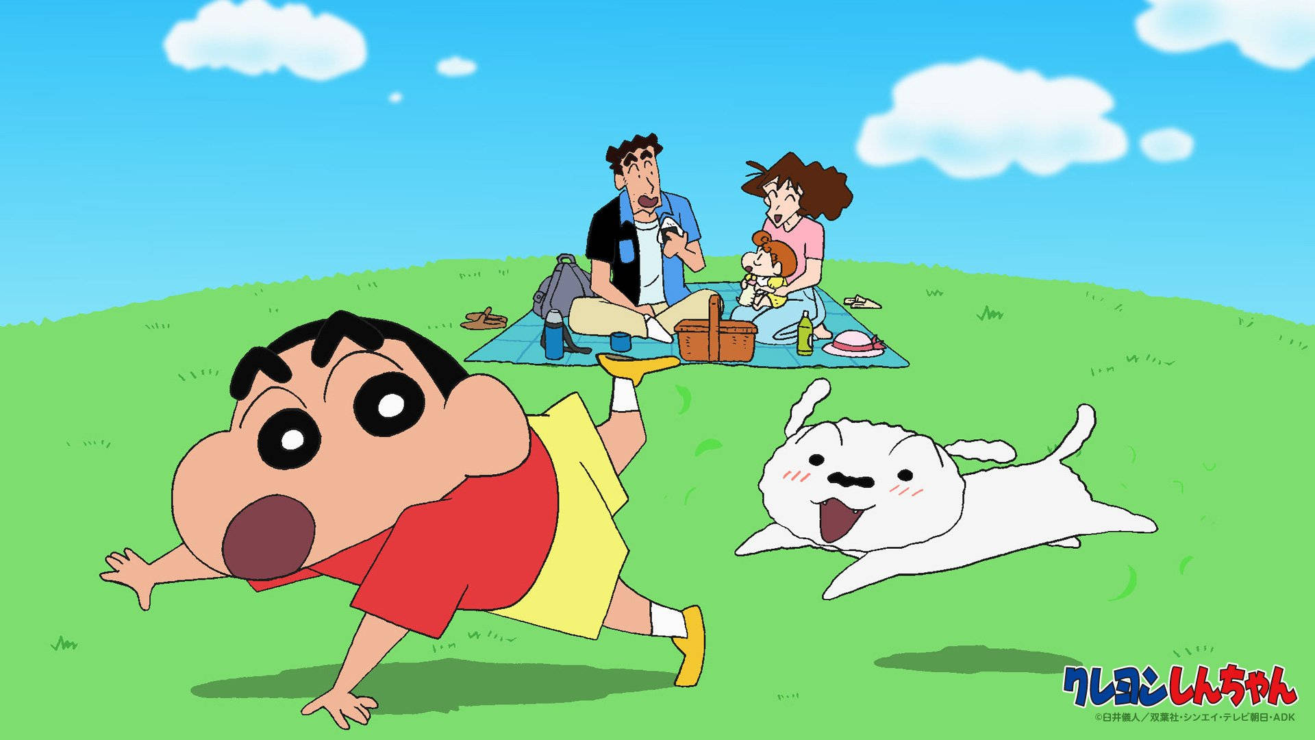 Crayon Shin Chan, family, picnic, Full HD Desktop Wallpaper
