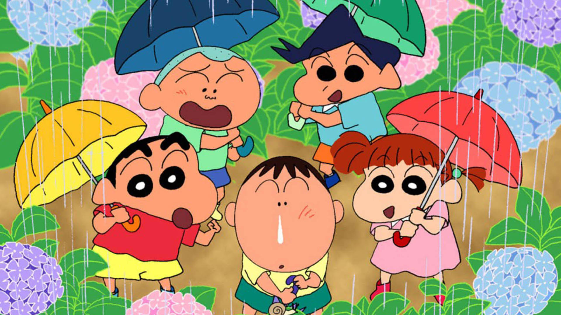 Crayon Shin Chan, rainy day, cartoon children, Full HD Desktop Wallpaper