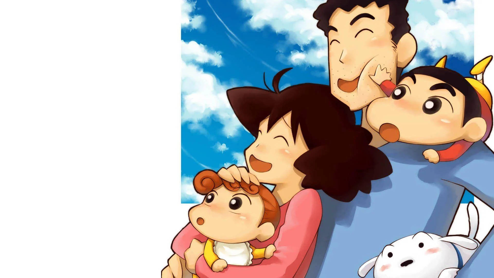 Shin Chan, anime family, dog, Full HD Desktop Wallpaper