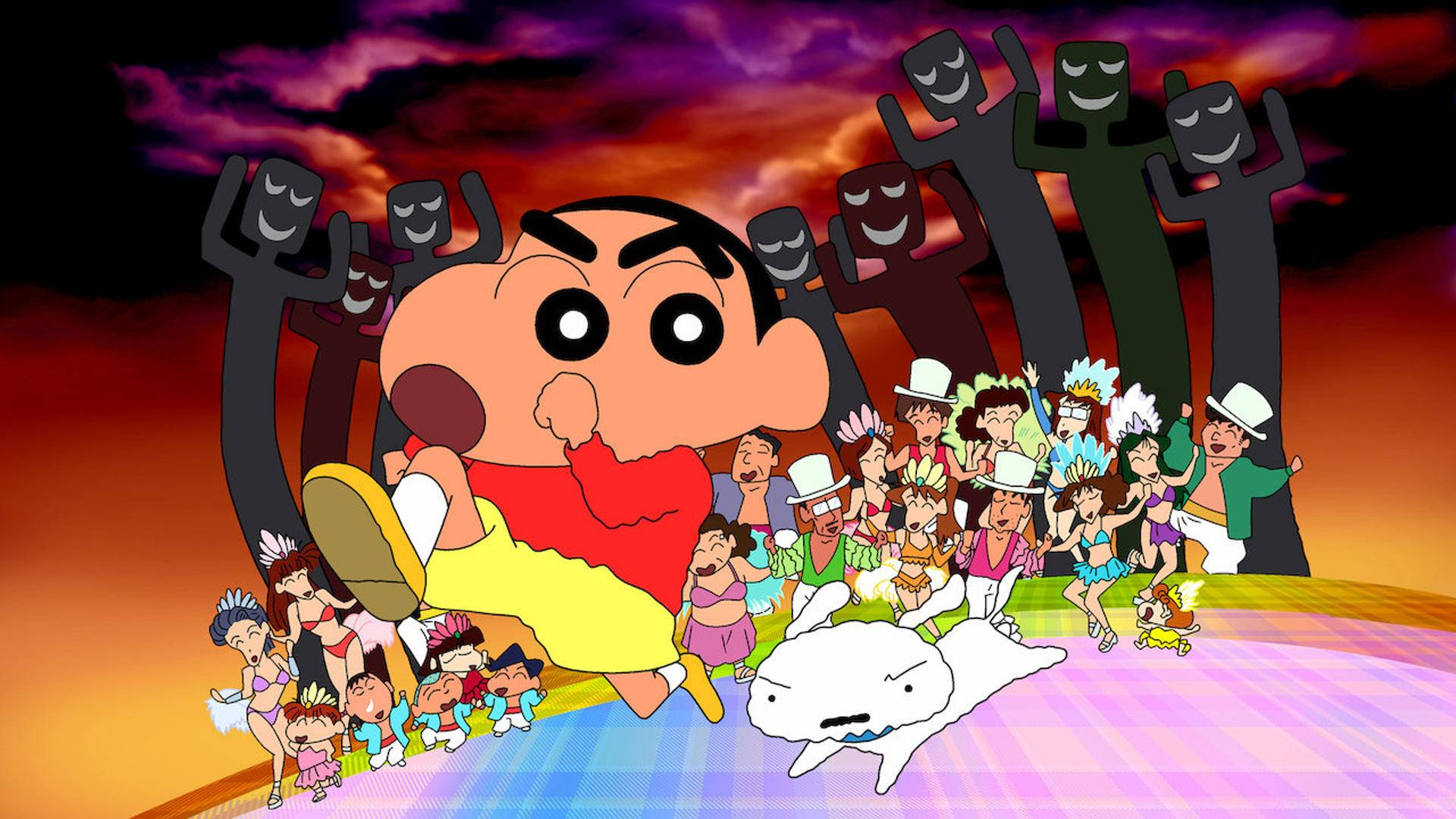 Crayon Shin-chan, Shin Chan, fiery sunset sky, Full HD Desktop Wallpaper