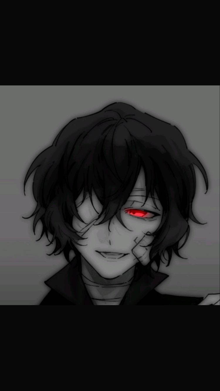 Crazy Anime Boy, one eye red, glowing red eye, HD Phone Wallpaper