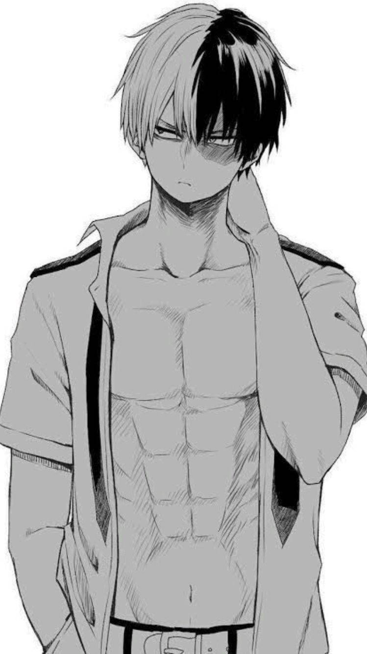 crazy anime boy, monochrome anime male, half-black half-gray hair, HD Phone Wallpaper