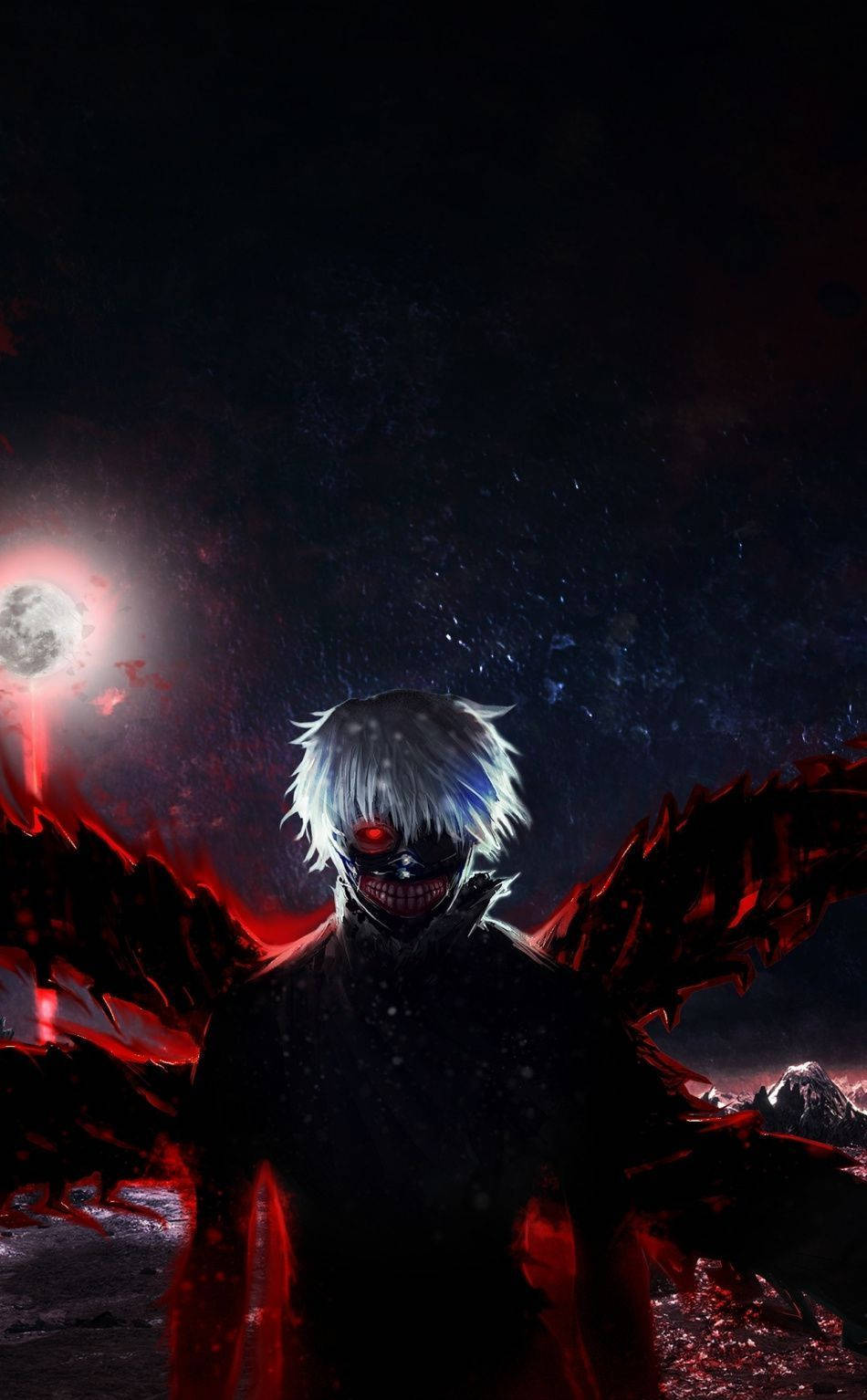 crazy anime boy, white hair, red eyes, HD Phone Wallpaper