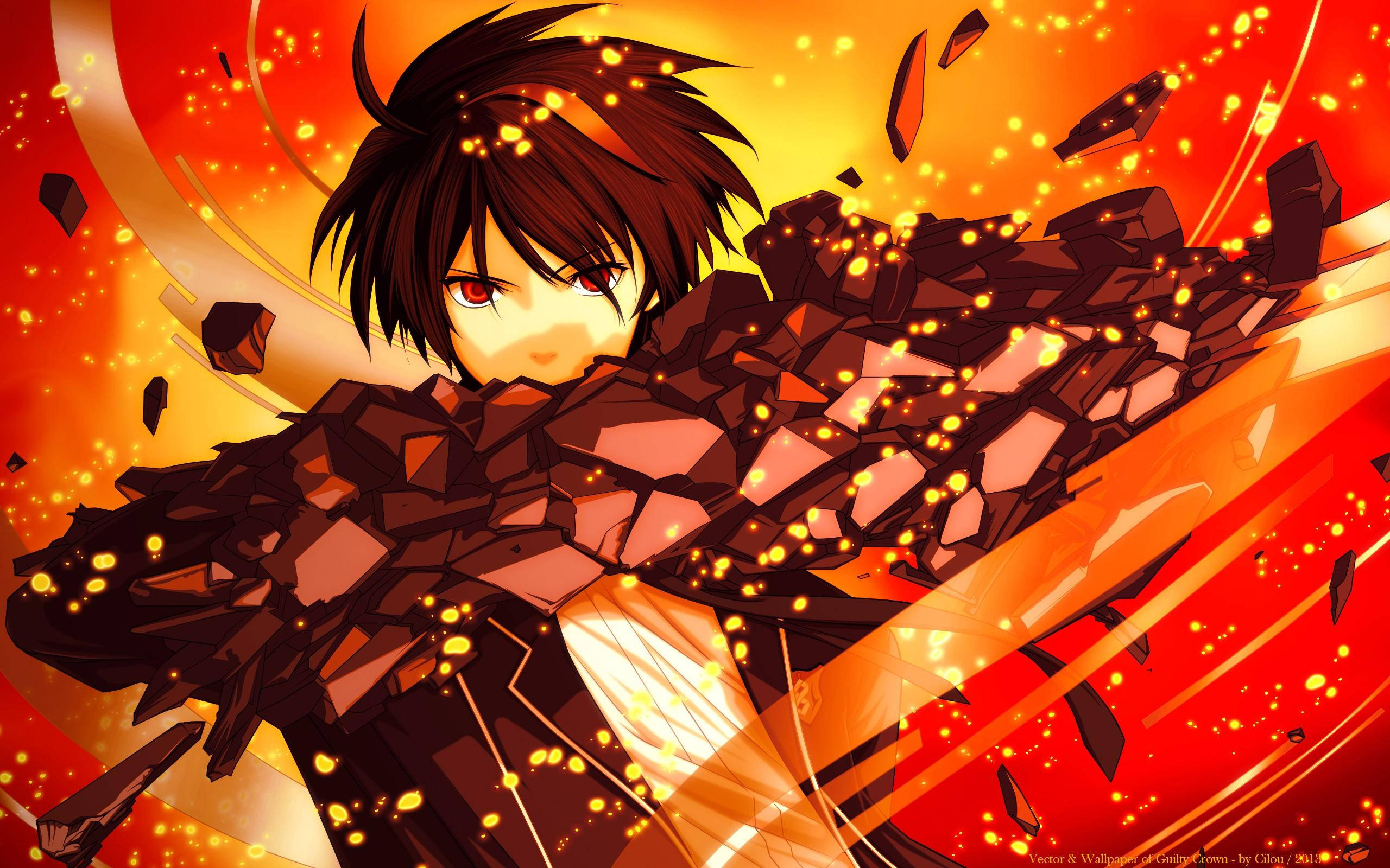 Crazy Anime Boy, red eyes, dark hair, 2K Desktop Wallpaper