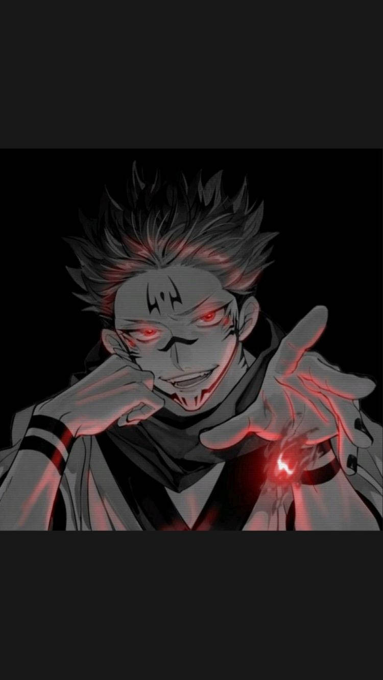 Crazy Anime Boy, glowing red eyes, crimson energy, HD Phone Wallpaper