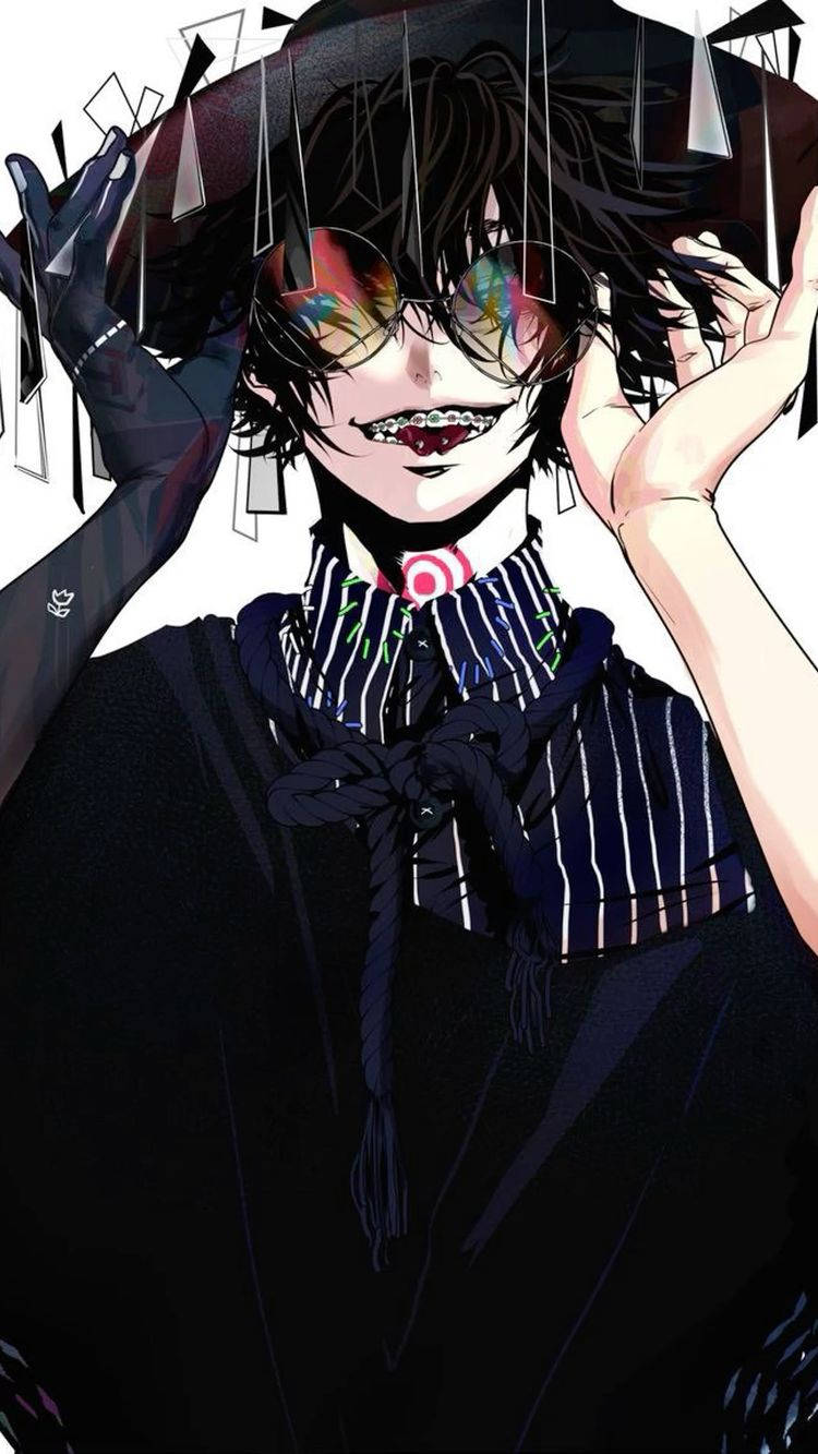 Crazy Anime Boy, dark hair, colorful eyes, HD Phone Wallpaper