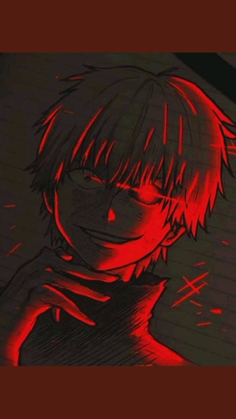 Crazy Anime Boy, spiky hair, glowing red eyes, HD Phone Wallpaper