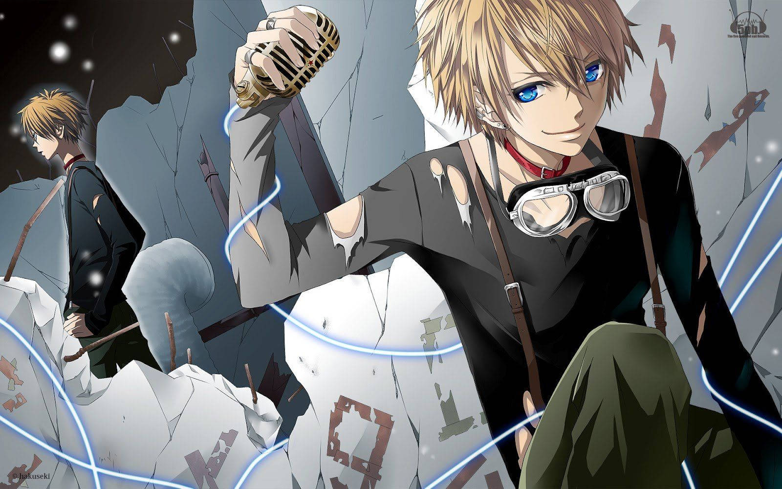 Crazy Anime Boy, blue eyes, blonde hair, HD Desktop Wallpaper