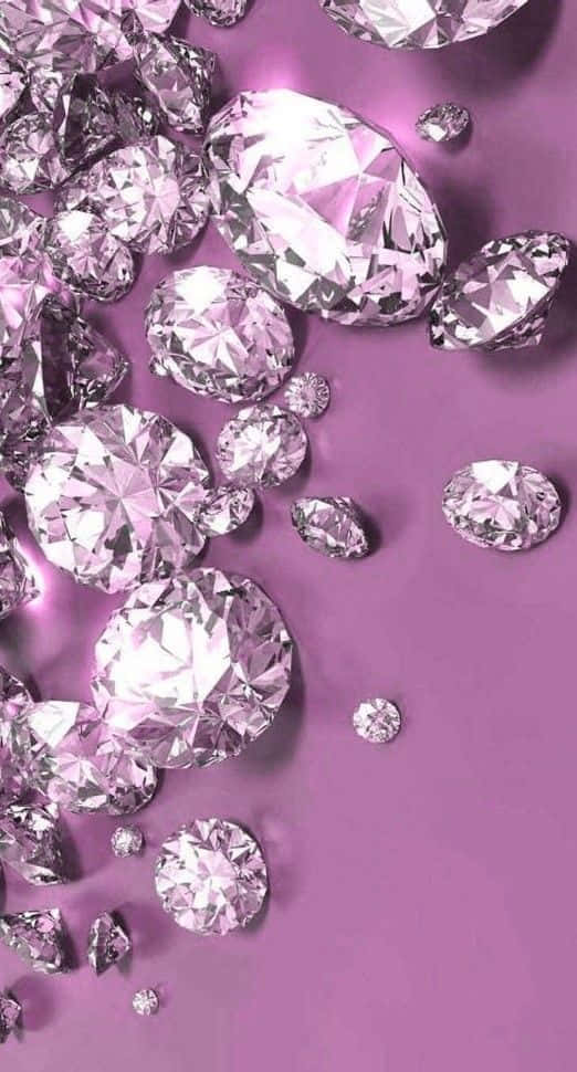 diamond aesthetic, shimmering pink diamonds, soft lavender background, SD Phone Wallpaper