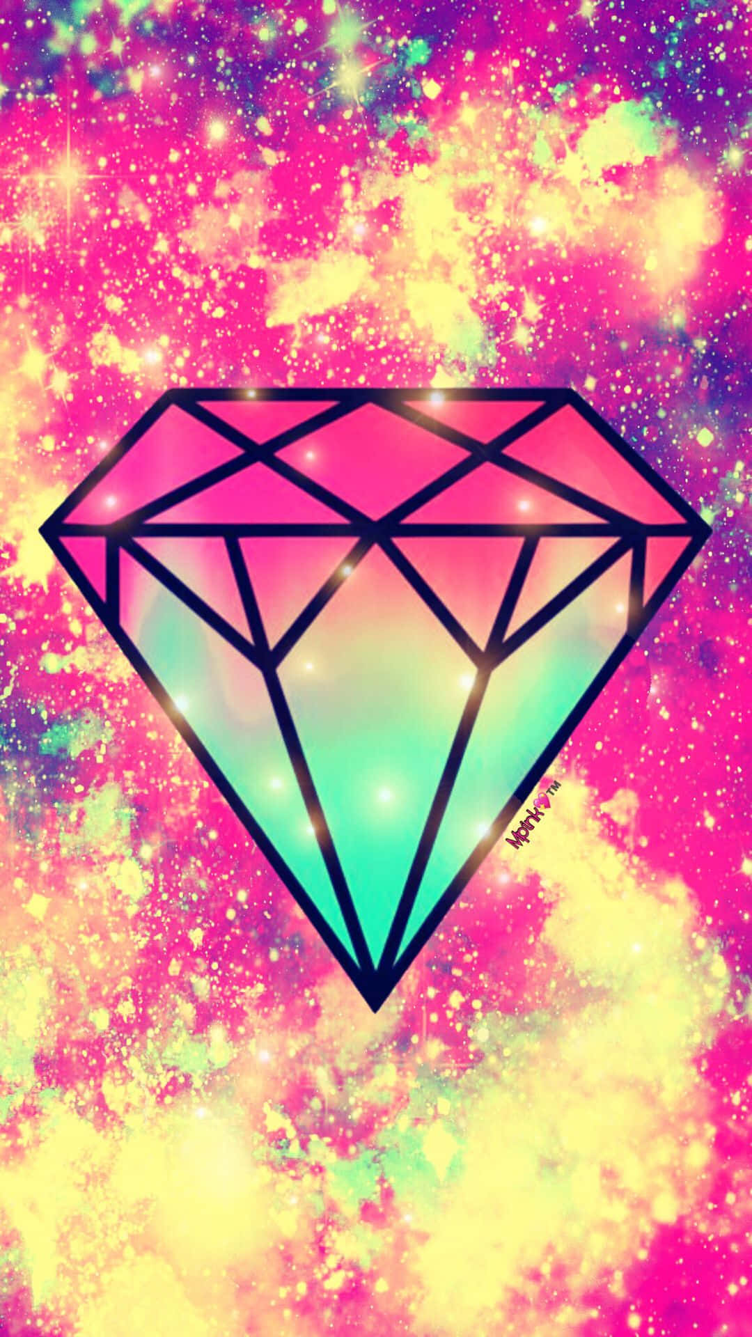 galaxy diamond, pink, blue, Full HD Phone Wallpaper