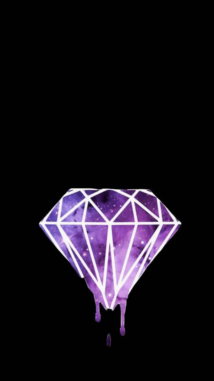 galaxy diamond, purple diamond, white geometric lines, HD Phone Wallpaper
