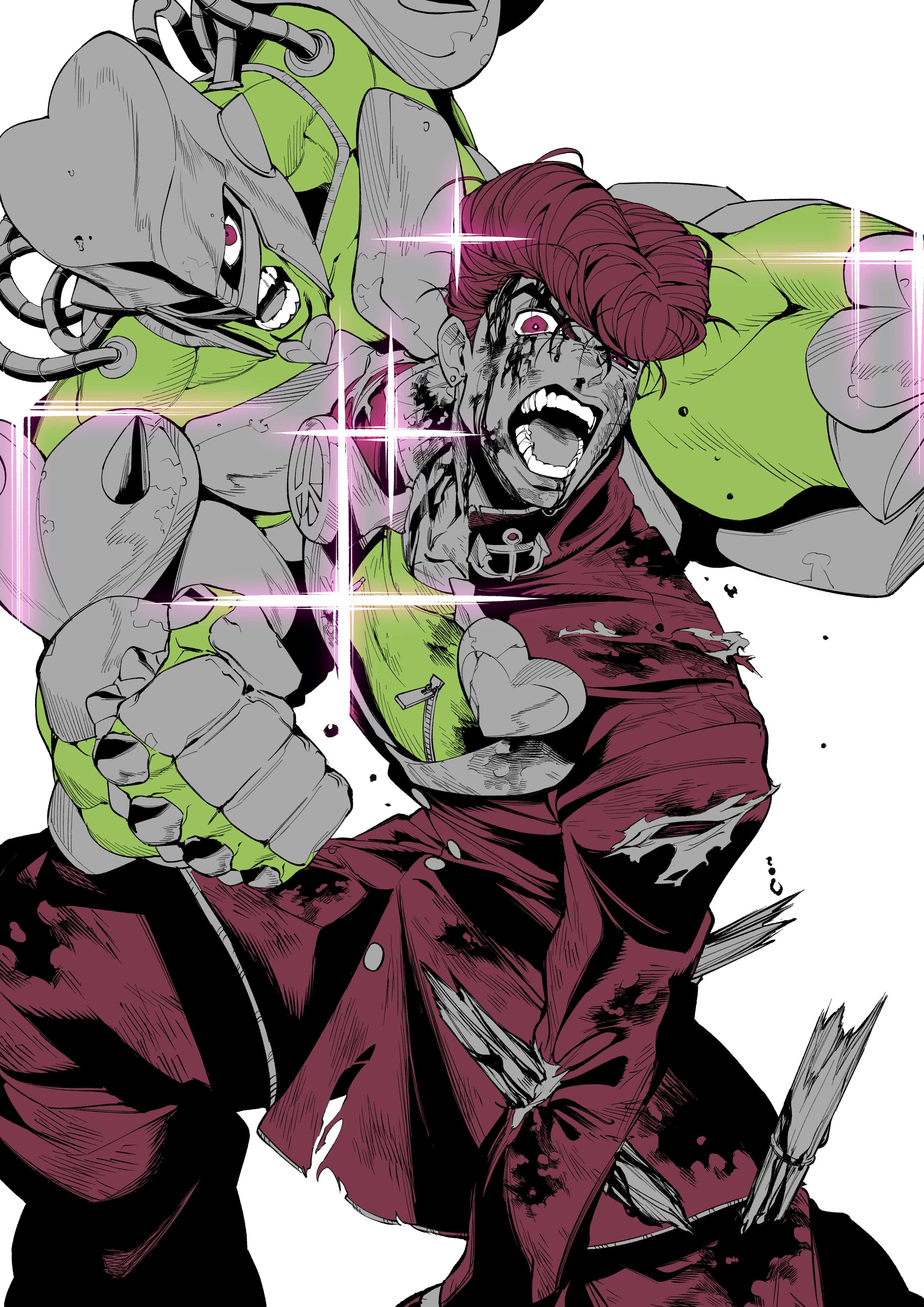 Crazy Diamond, maroon hair, torn red coat, 4K Phone Wallpaper