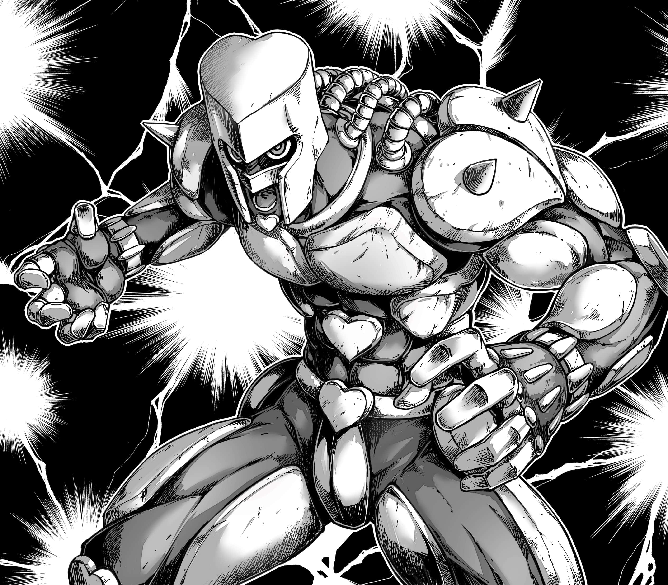 Crazy Diamond, power pose, muscular armored warrior, 2K Desktop Wallpaper