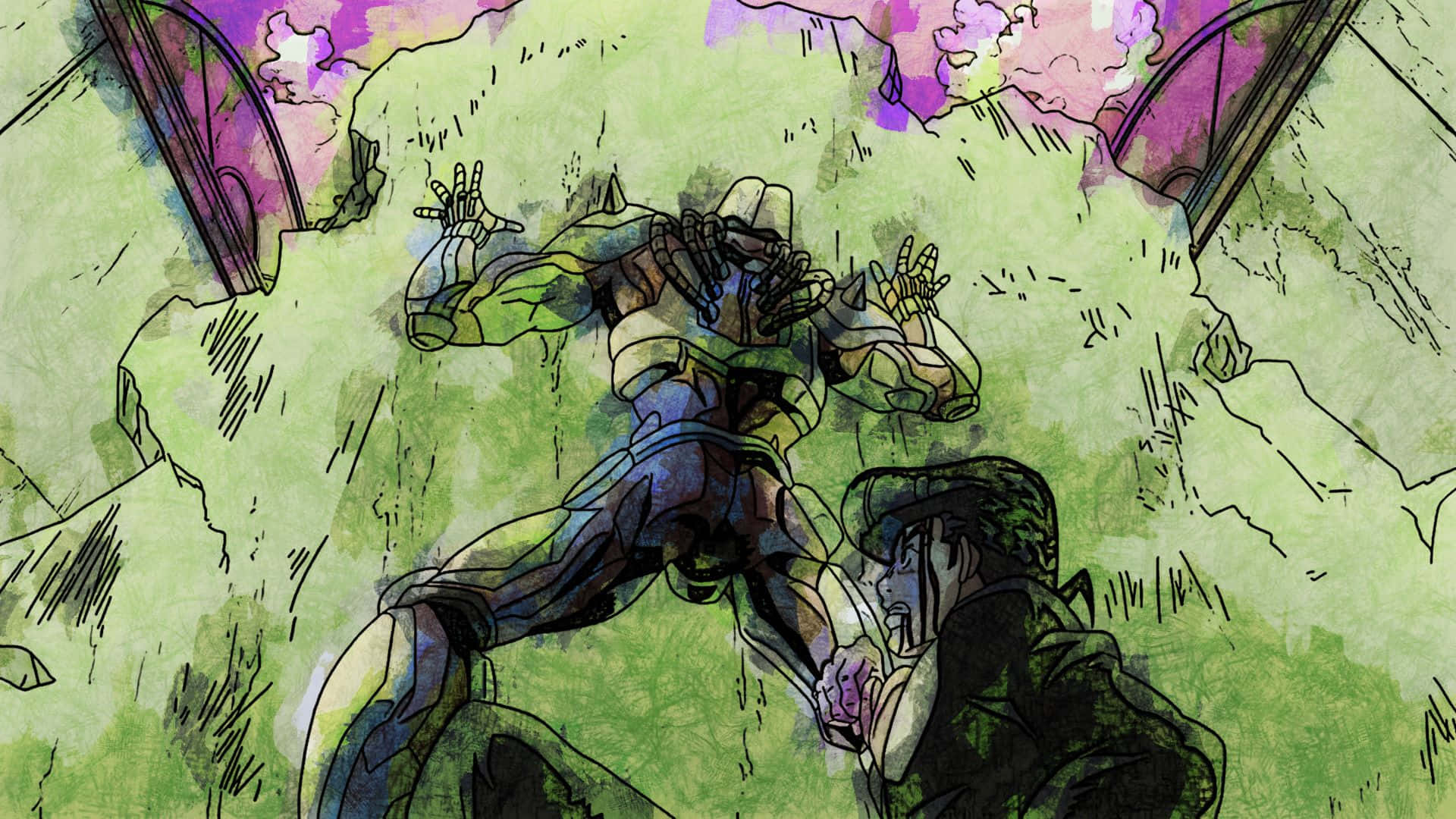 Crazy Diamond, stand power, anime-style illustration, Full HD Desktop Wallpaper
