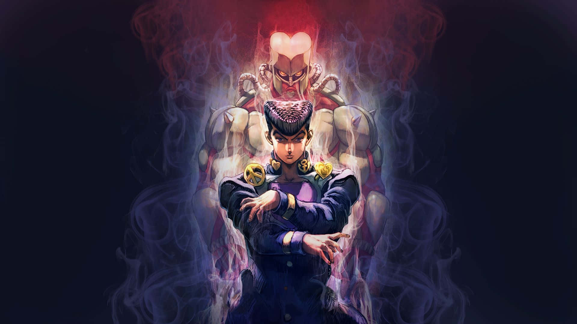 Crazy Diamond, spiked mohawk, glowing red demonic figure, Full HD Desktop Wallpaper