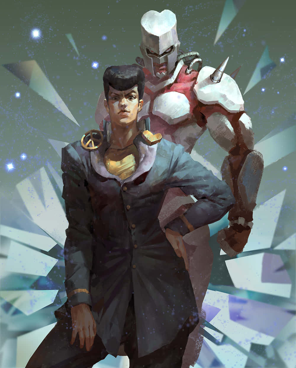 Crazy Diamond, robotic warrior, spiked helmet, SD Phone Wallpaper