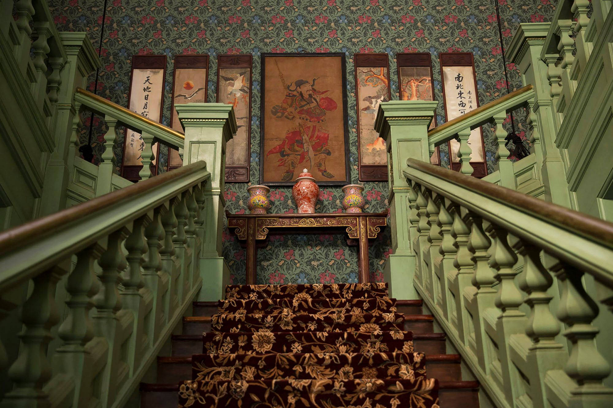 Crazy Rich Asians, green staircase, green balustrades, Full HD Desktop Wallpaper