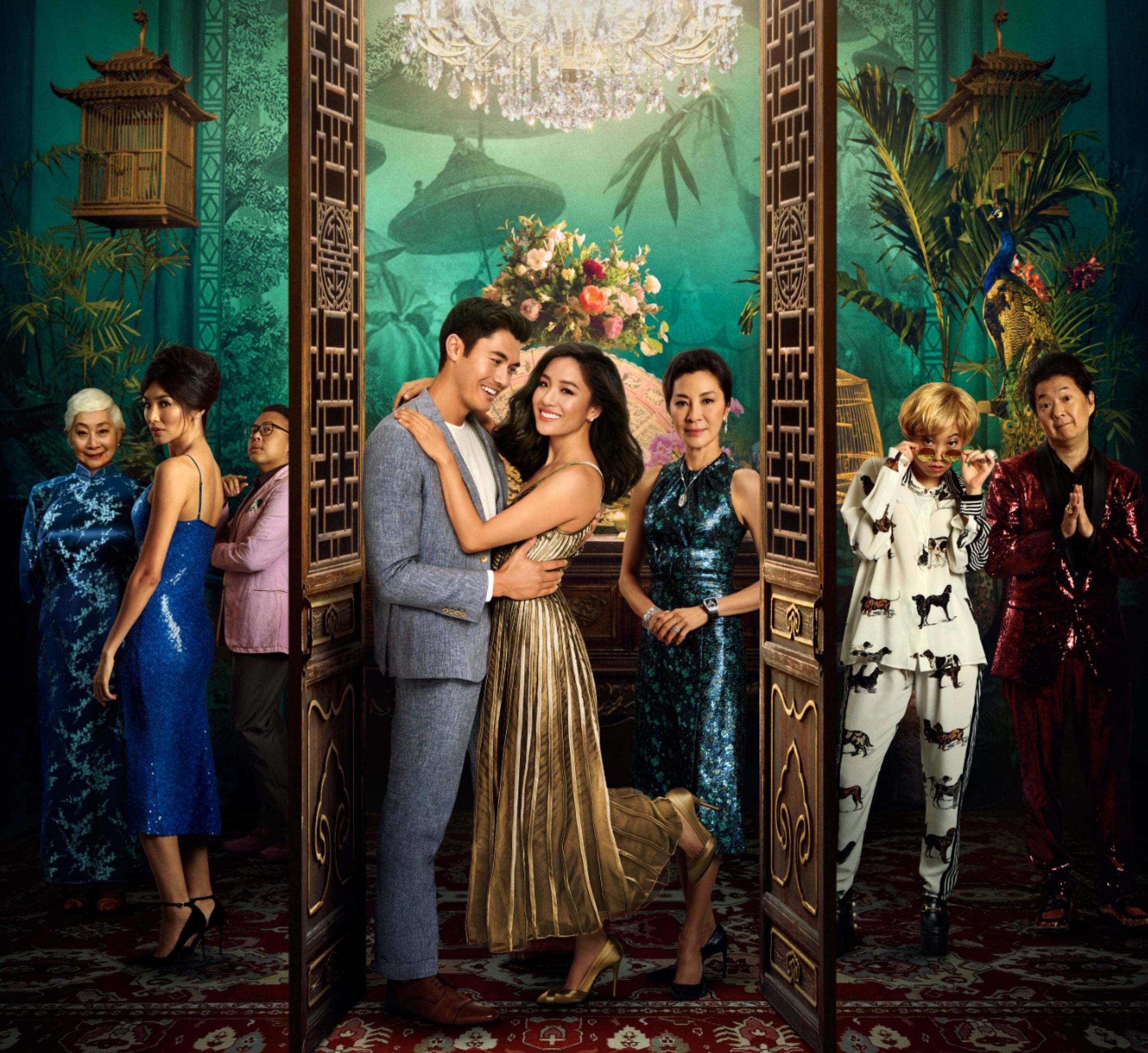 Crazy Rich Asians, glamorous characters, ornate traditional attire, 2K Desktop Wallpaper