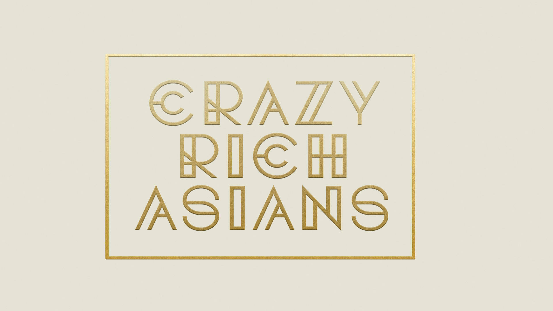 Crazy Rich Asians, golden geometric lettering, thin gold frame, Full HD Desktop Wallpaper