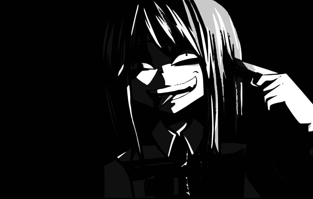 Crazy Anime Girl Dark, anime character, sharp white highlights, HD Desktop Wallpaper