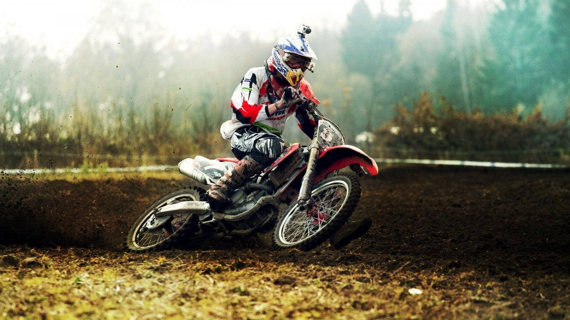 dirt bike, motocross rider, dirt track, Full HD Desktop Wallpaper