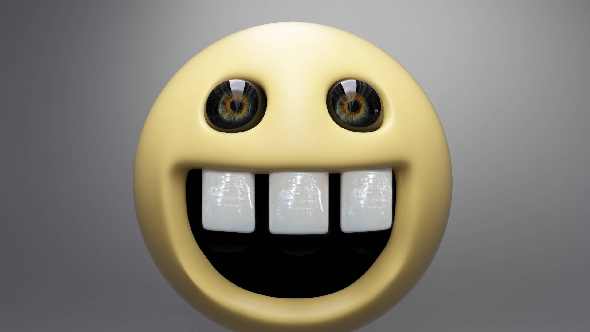 Crazy, creepy smiley face, yellow emoji face, Full HD Desktop Wallpaper