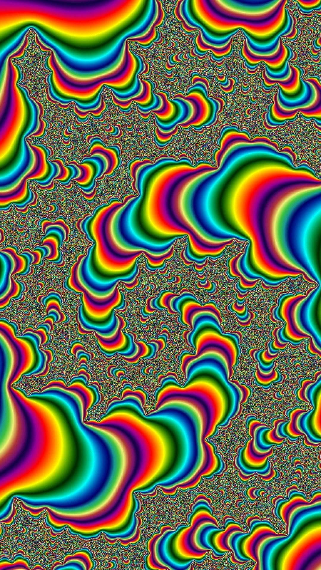 Crazy, psychedelic swirls, rainbow colors, Full HD Phone Wallpaper