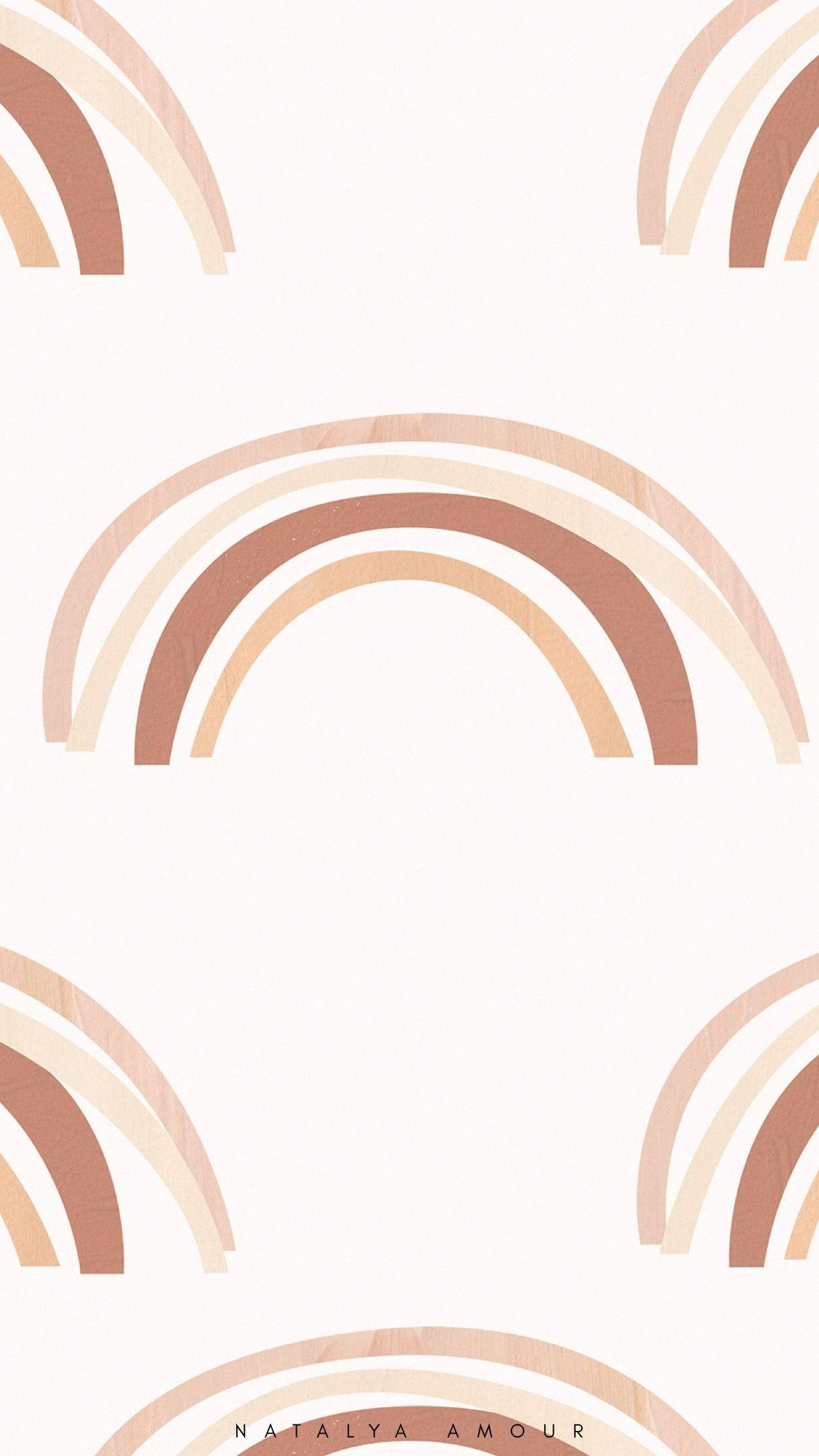 Brown Rainbows Boho iPhone, pastel-toned arched rainbows, soft cream background, Full HD Phone Wallpaper