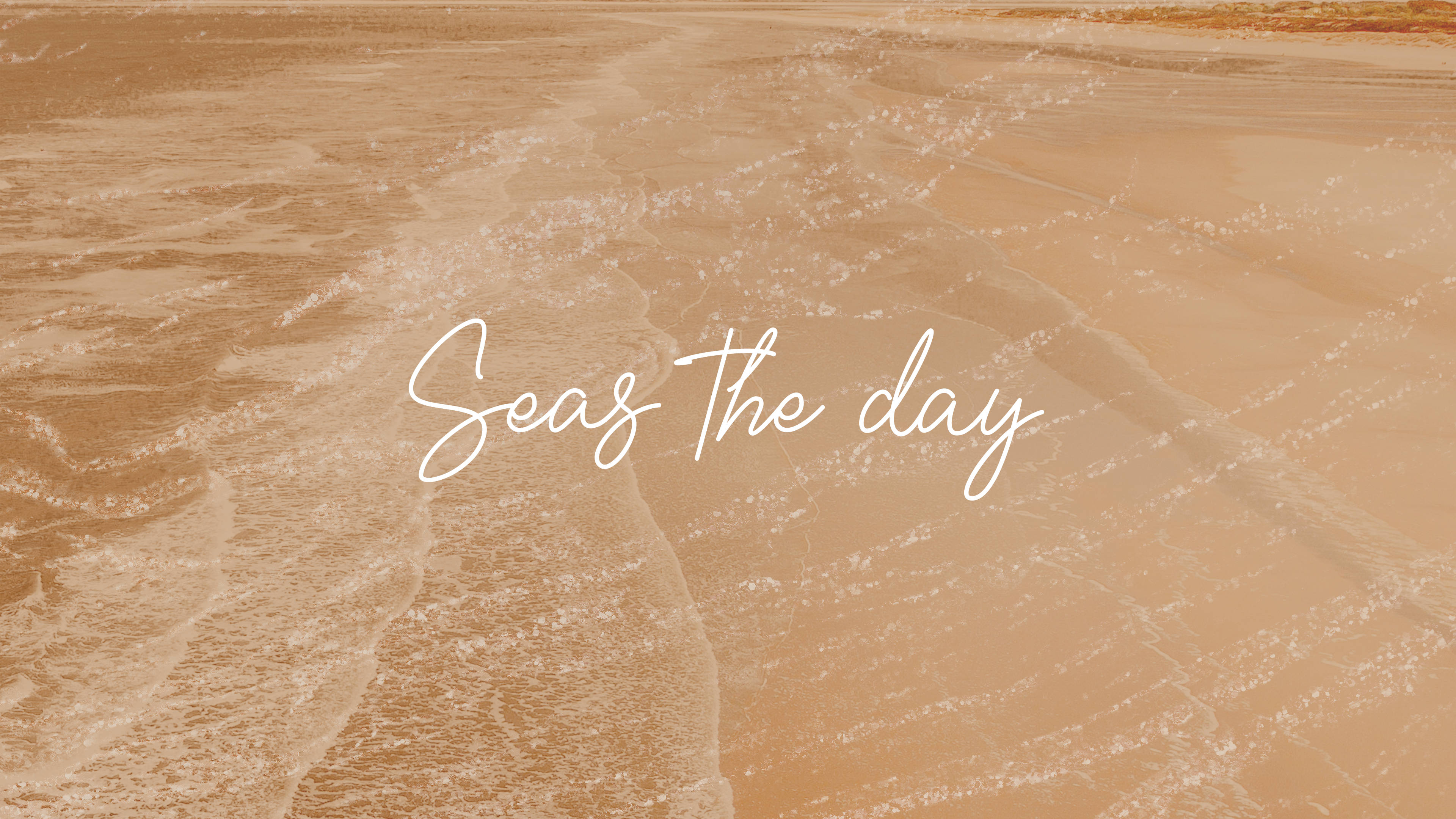 Seas The Day, Cream Aesthetic, soft golden waves, 4K Desktop Wallpaper