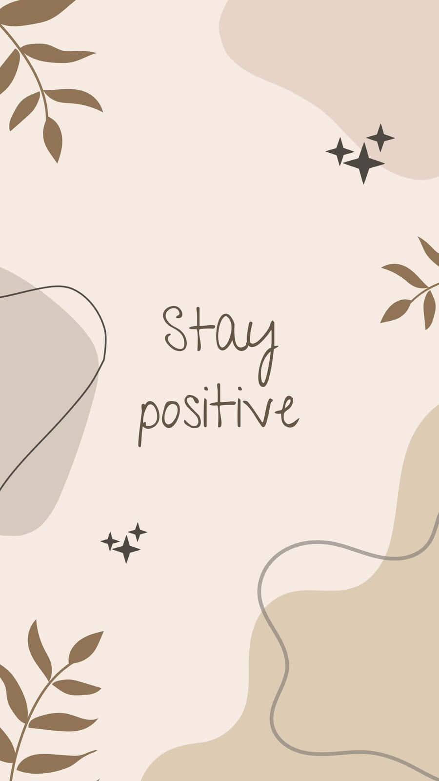 beige cream, stay positive, abstract shapes, HD Phone Wallpaper