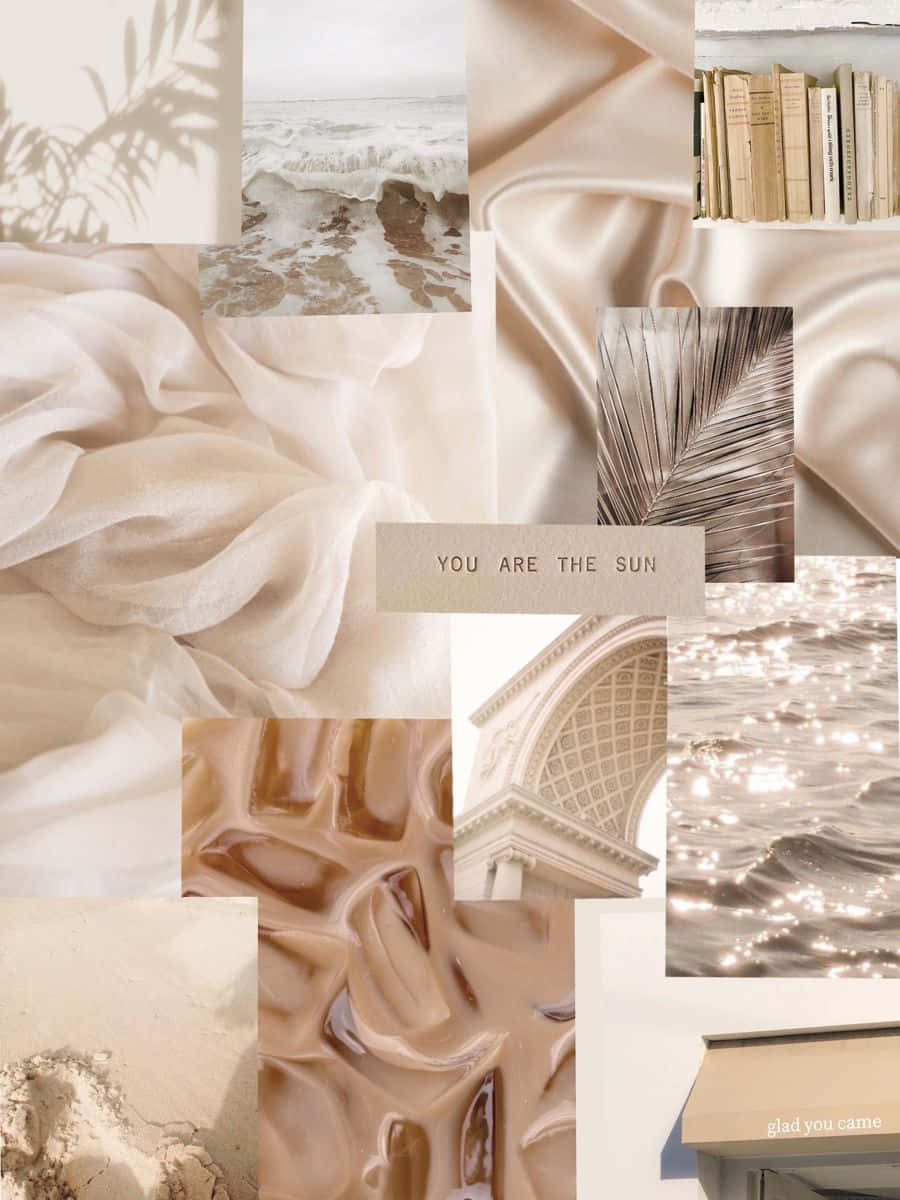 beige cream aesthetic, ocean waves, silk fabric, SD Phone Wallpaper