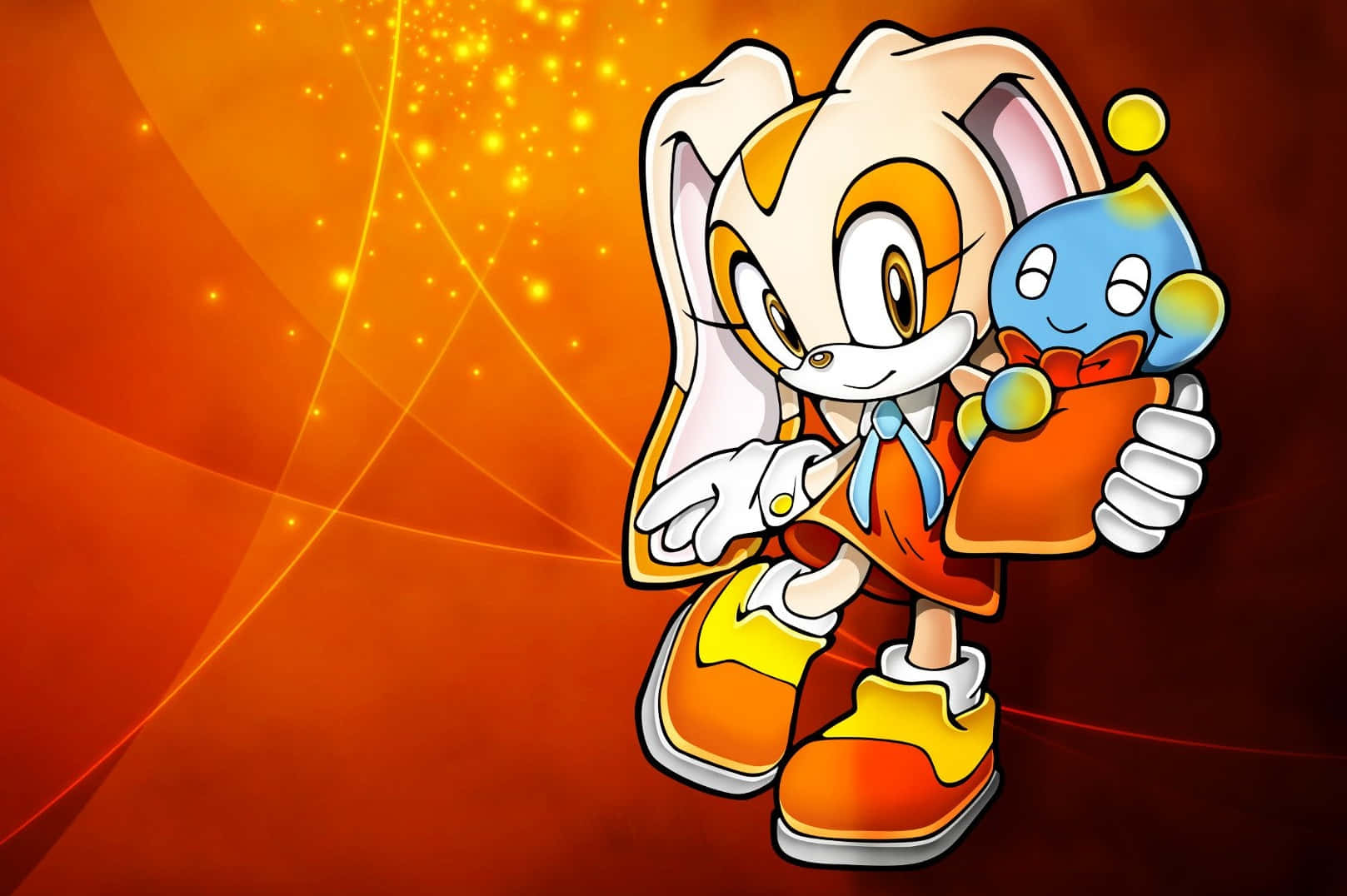 Cream The Rabbit, orange and yellow gear, blue creature, HD Desktop Wallpaper