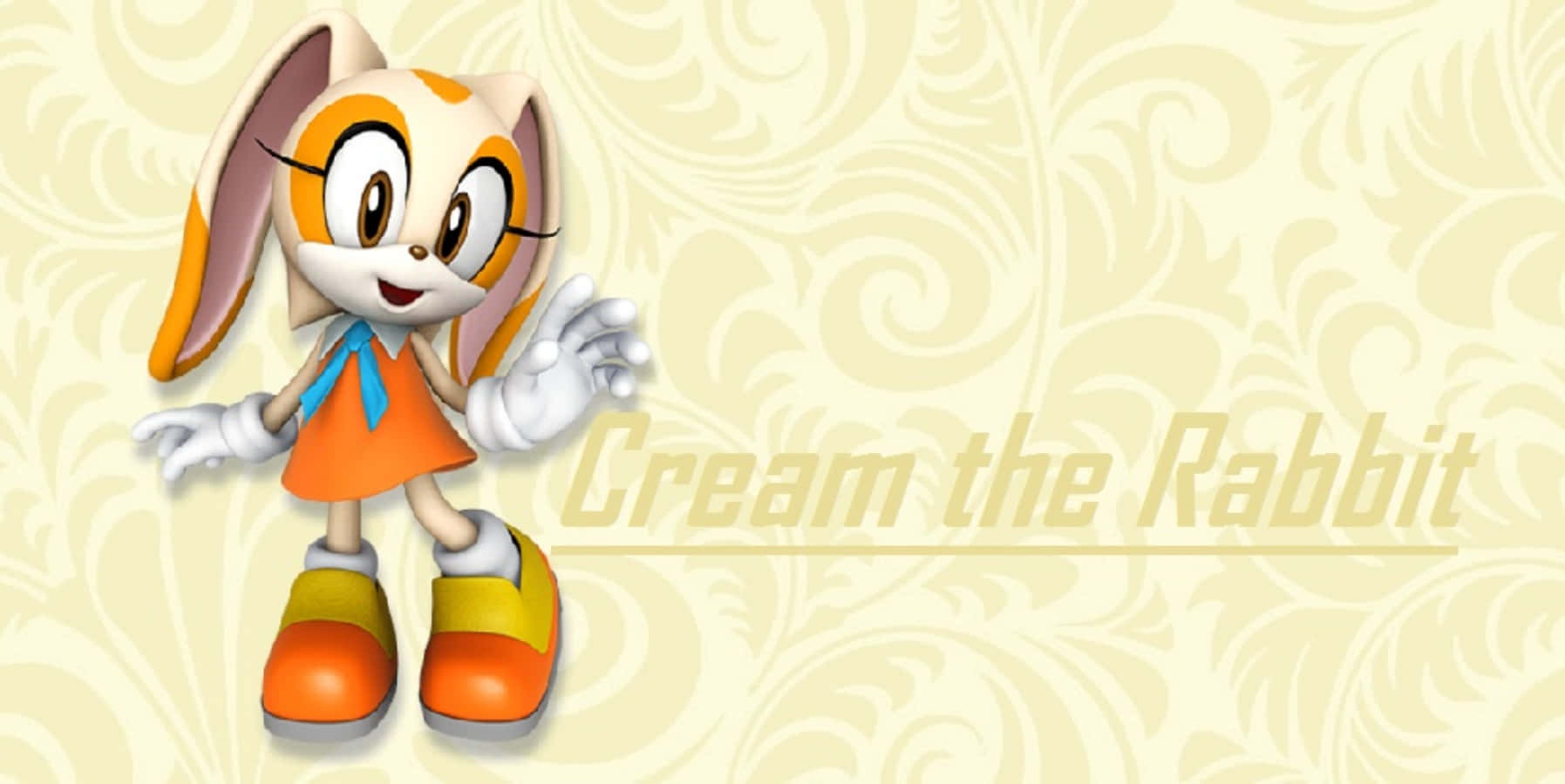 Cream The Rabbit, orange dress, cream swirl wallpaper background, HD Desktop Wallpaper