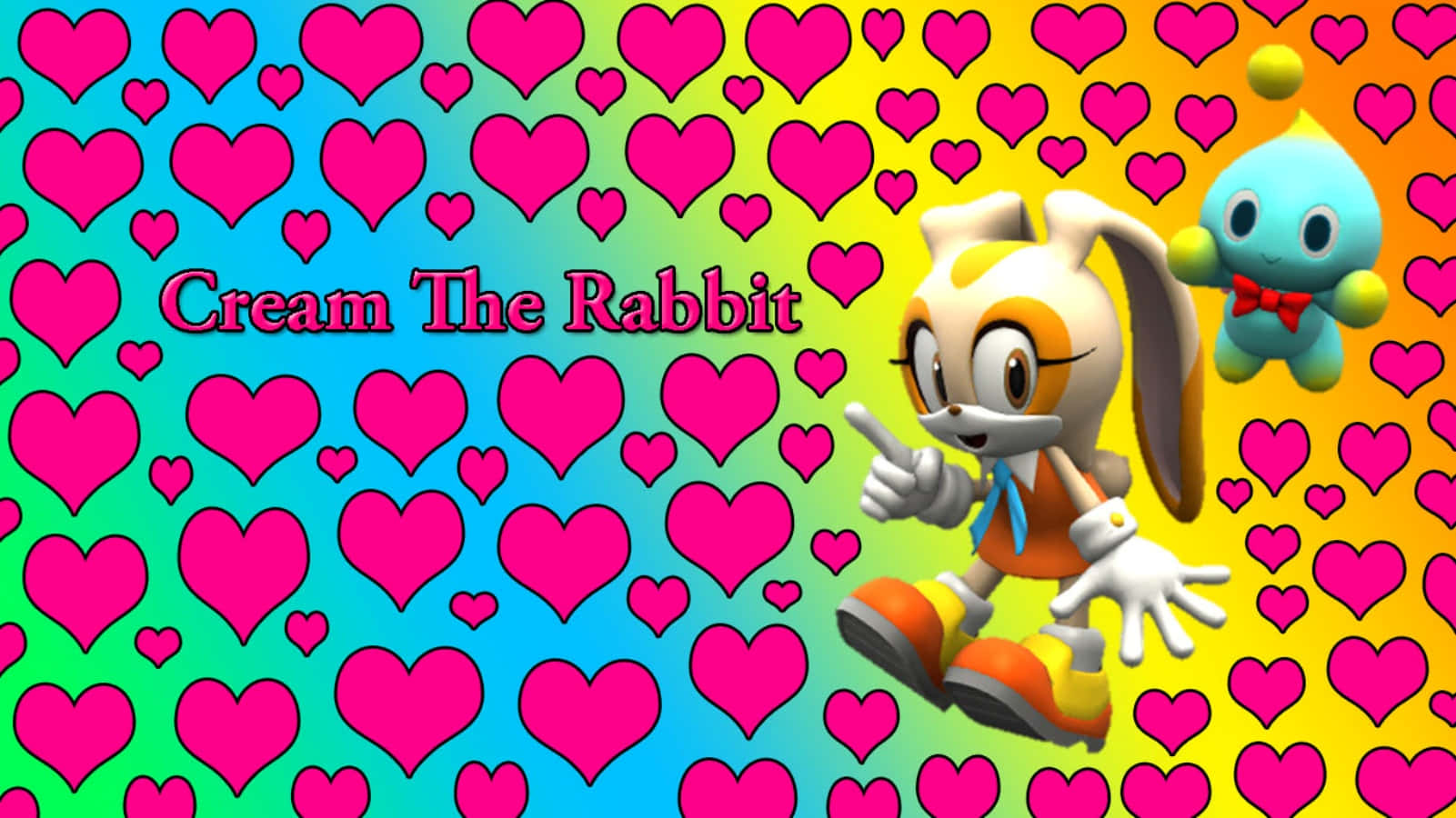 Cream The Rabbit, blue companion, vibrant gradient background, HD Desktop Wallpaper
