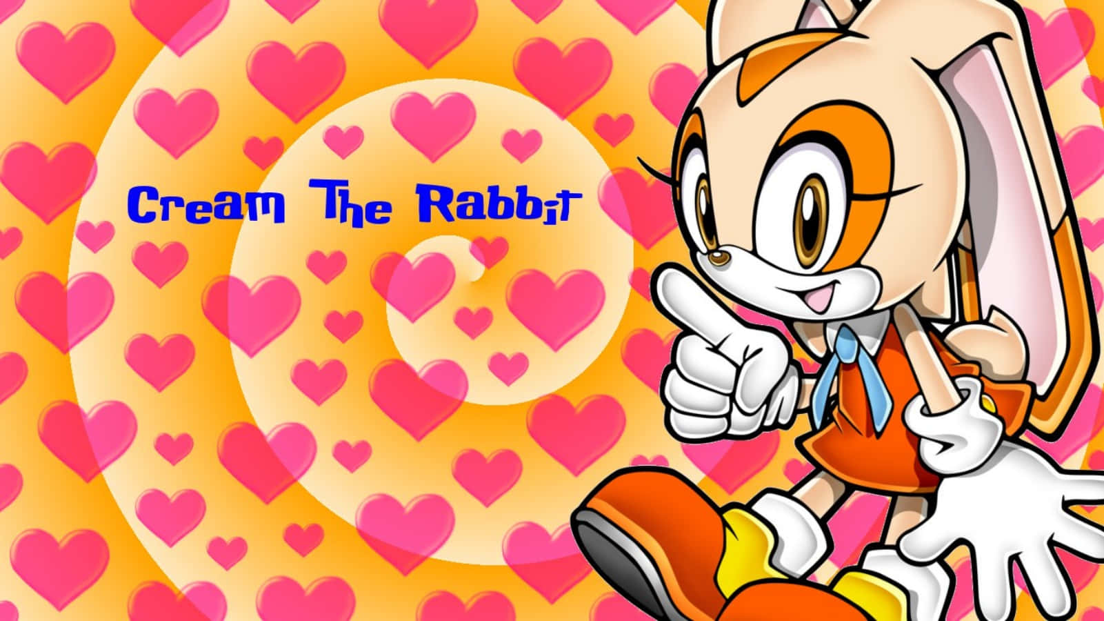 Cream The Rabbit, pink hearts, swirling orange gradients, HD Desktop Wallpaper