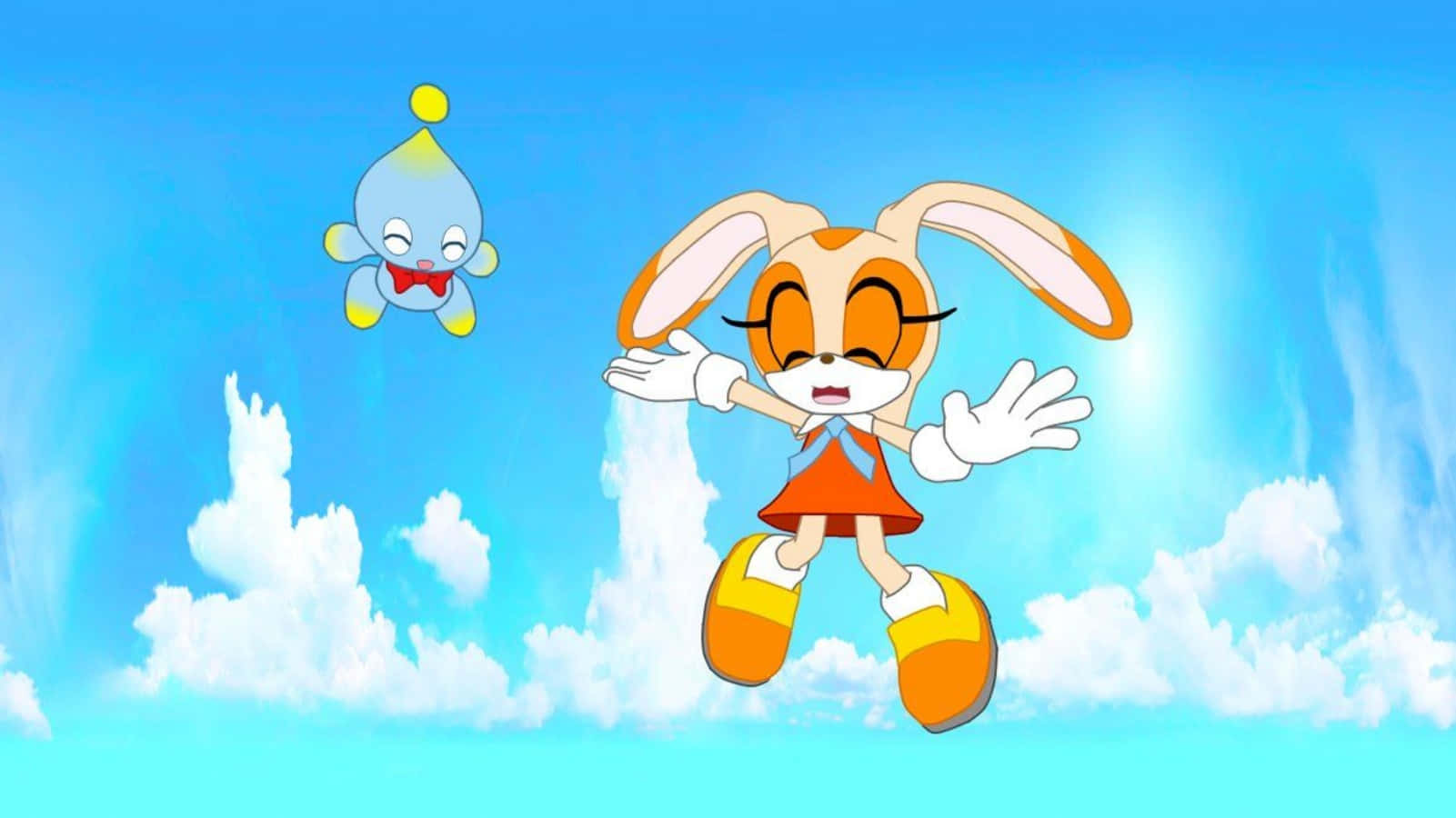 Cream The Rabbit, orange dress, bright blue sky, HD Desktop Wallpaper