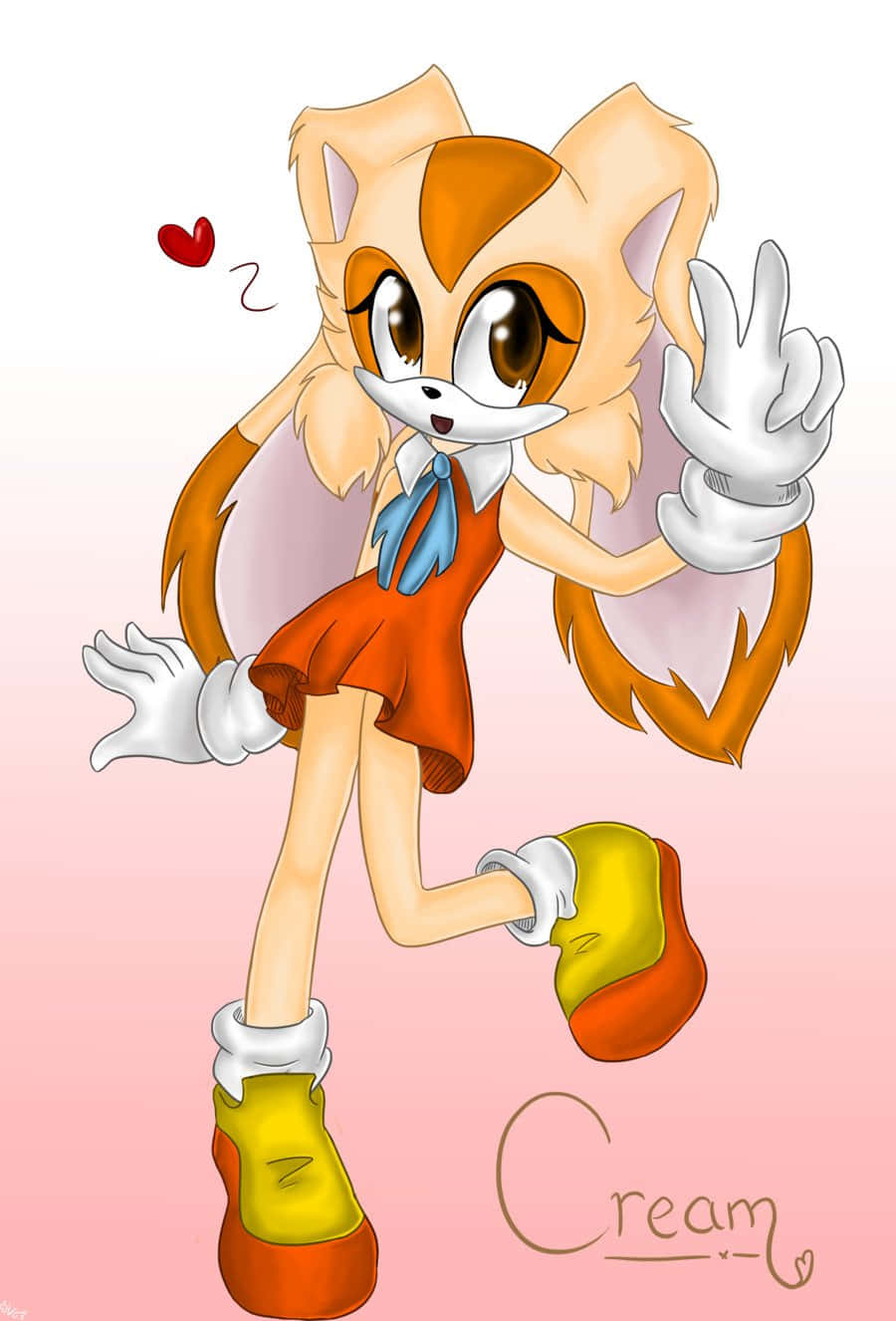 Cream The Rabbit, red dress, yellow boots, HD Phone Wallpaper