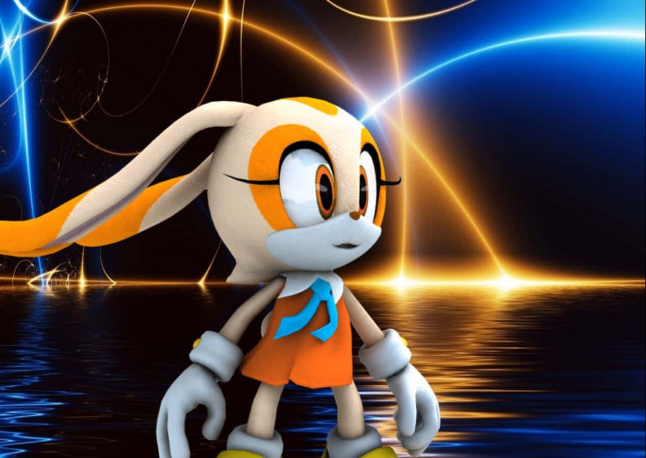 Cream The Rabbit, orange and white fur, reflective surface, SD Desktop Wallpaper