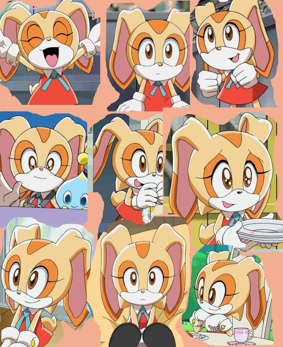 Cream The Rabbit, vibrant collage, animated character, SD Phone Wallpaper