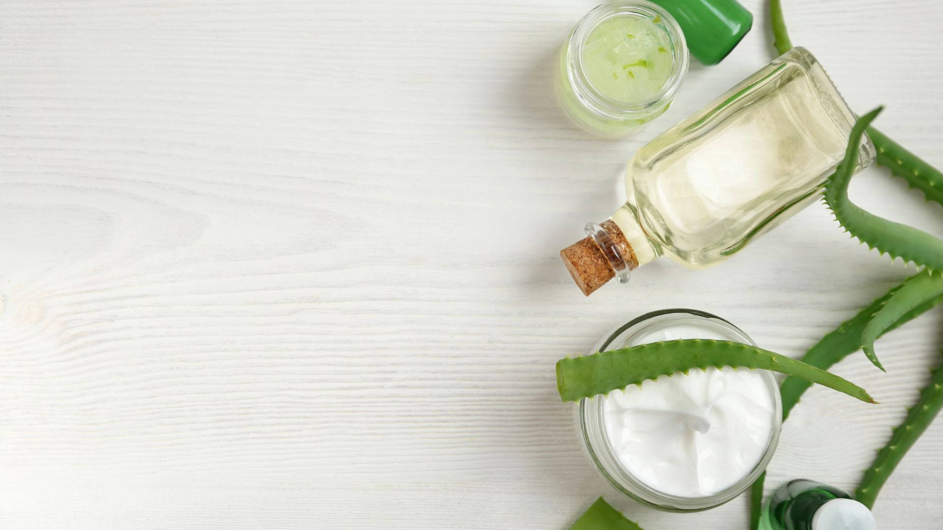 aloe vera cream, white table, clean white wooden surface, Full HD Desktop Wallpaper