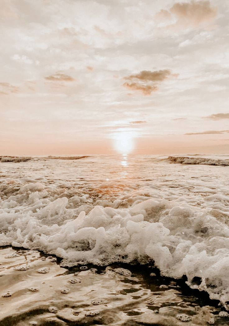 Cream, Sunset, Seashore, SD Phone Wallpaper