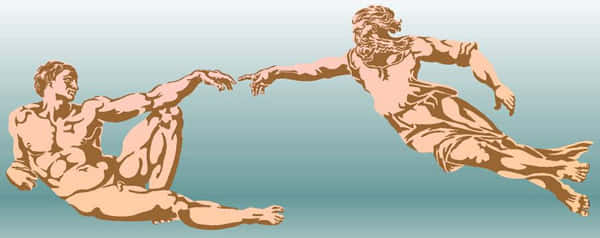 Creation Of Adam 4K, vector recreation, two muscular figures, SD Desktop Wallpaper