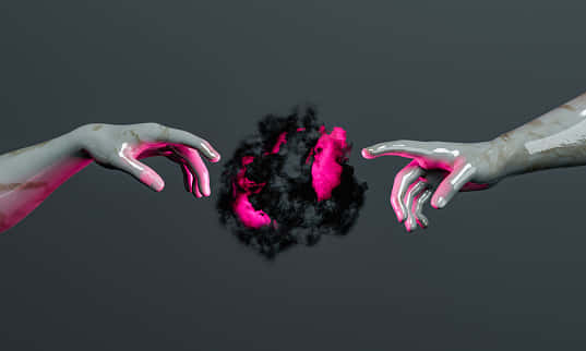 Creation Of Adam 4K, broken orb, glowing pink fingertips, SD Desktop Wallpaper