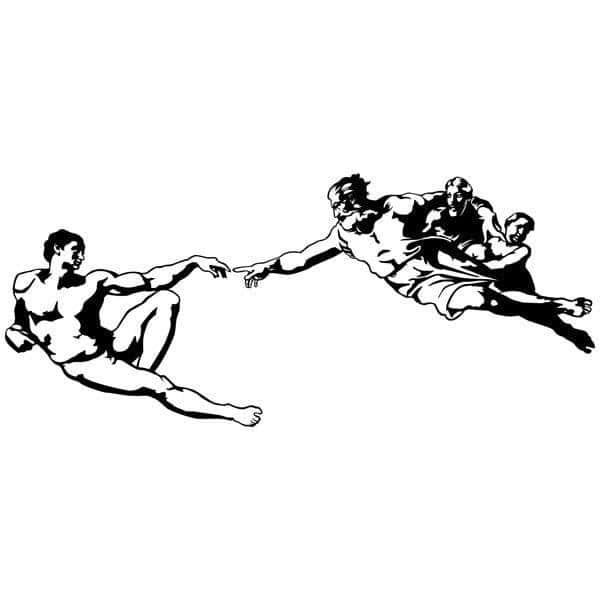 Creation Of Adam 4K, sketched vector, bold black line art, SD Desktop Wallpaper